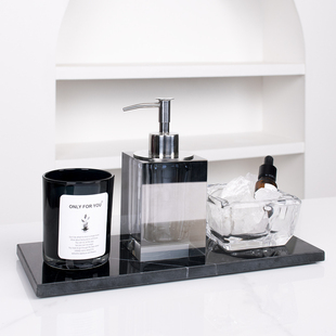 样板间高级灰轻奢水晶洗手液按压瓶摆件卫生间托盘套装香薰售楼部