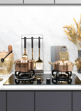 样板房间厨房装饰品橱柜展厅锅具组合现代轻奢仿真花艺软装摆件