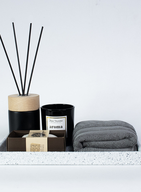 简约卫生间浴室软装饰品陈列组合香薰毛巾托盘套装样板房公寓摆件