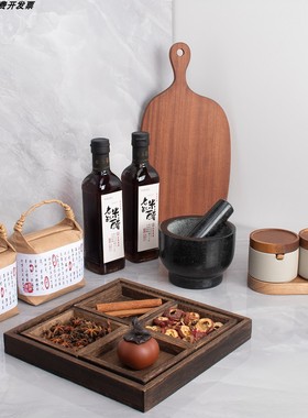 样板间厨房摆件木砧板仿真食物调味品收纳罐样板房橱柜装饰品套装