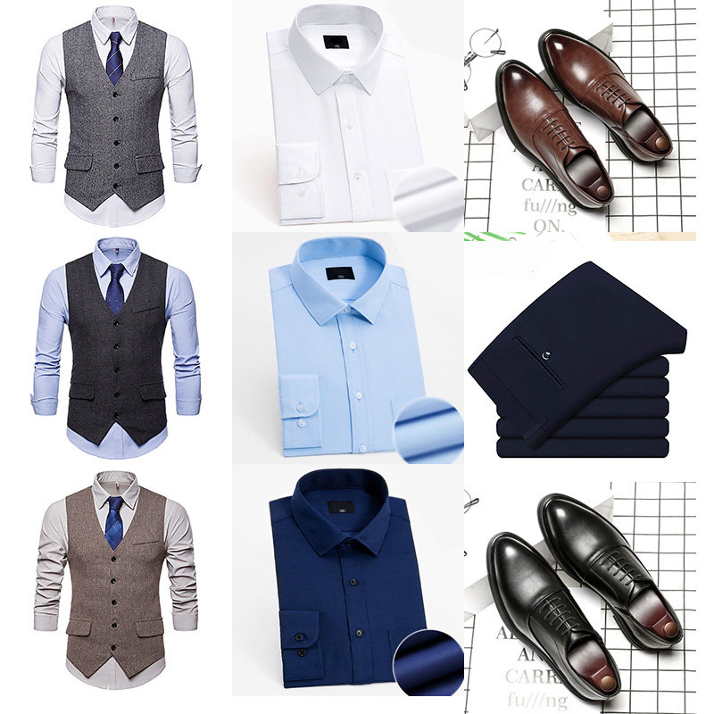 样板房衣帽间摆件装饰品男装陈列组合衣服装饰道具皮鞋鞋马甲衬衫