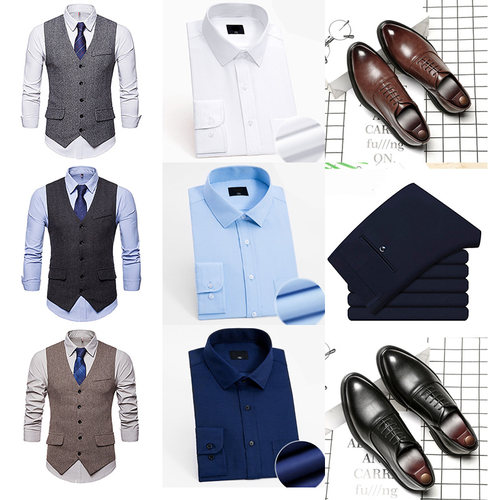 样板房衣帽间摆件装饰品男装陈列组合衣服装饰道具皮鞋鞋马甲衬衫