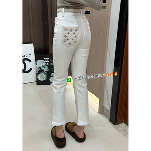 2025冬季新款小个子直筒小脚裤女高腰弹力修身百搭植绒九分牛仔裤