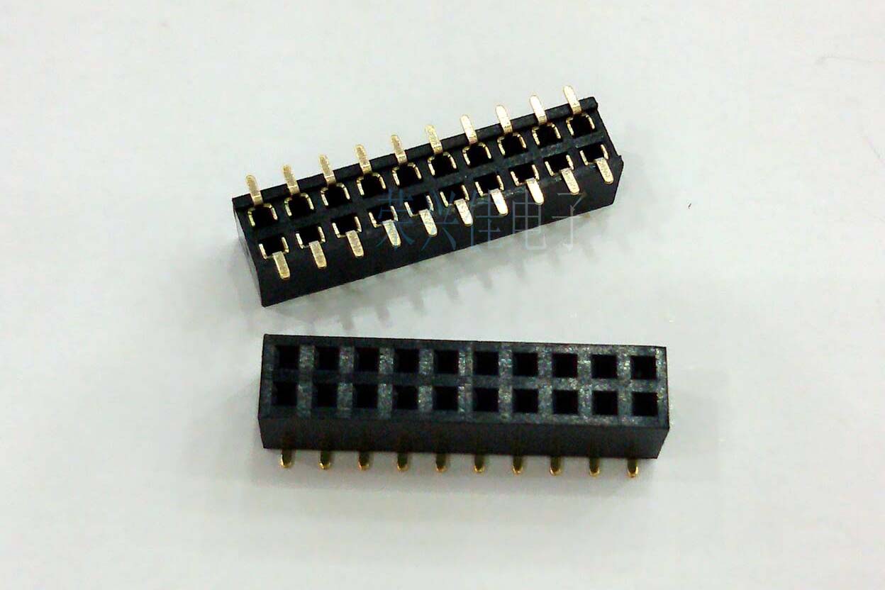 贴片双排母SMT母座 2*10P 2.0MM 间距 塑高4.3MM铜脚镀金 2X10PIN 热卖现货 拍下请联系客服修改运费 谢谢