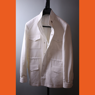 漂白色 工装 FabricMuseum上海可定制春秋M65休闲亚麻猎装 夹克美式