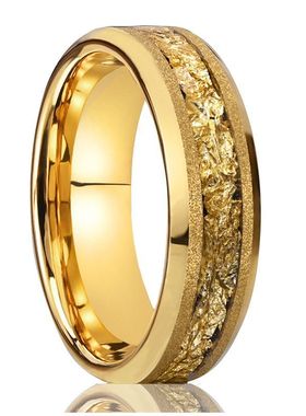 6宽钨钢金色喷砂新款戒指镶金箔男士戒指一件代发热卖款情侣对戒