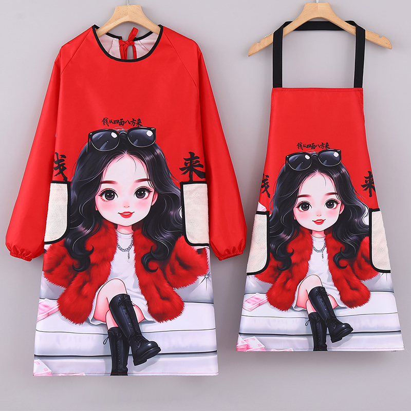 防水时尚防油围裙厨房家用可爱洋气罩衣围腰做饭网红上班工作服