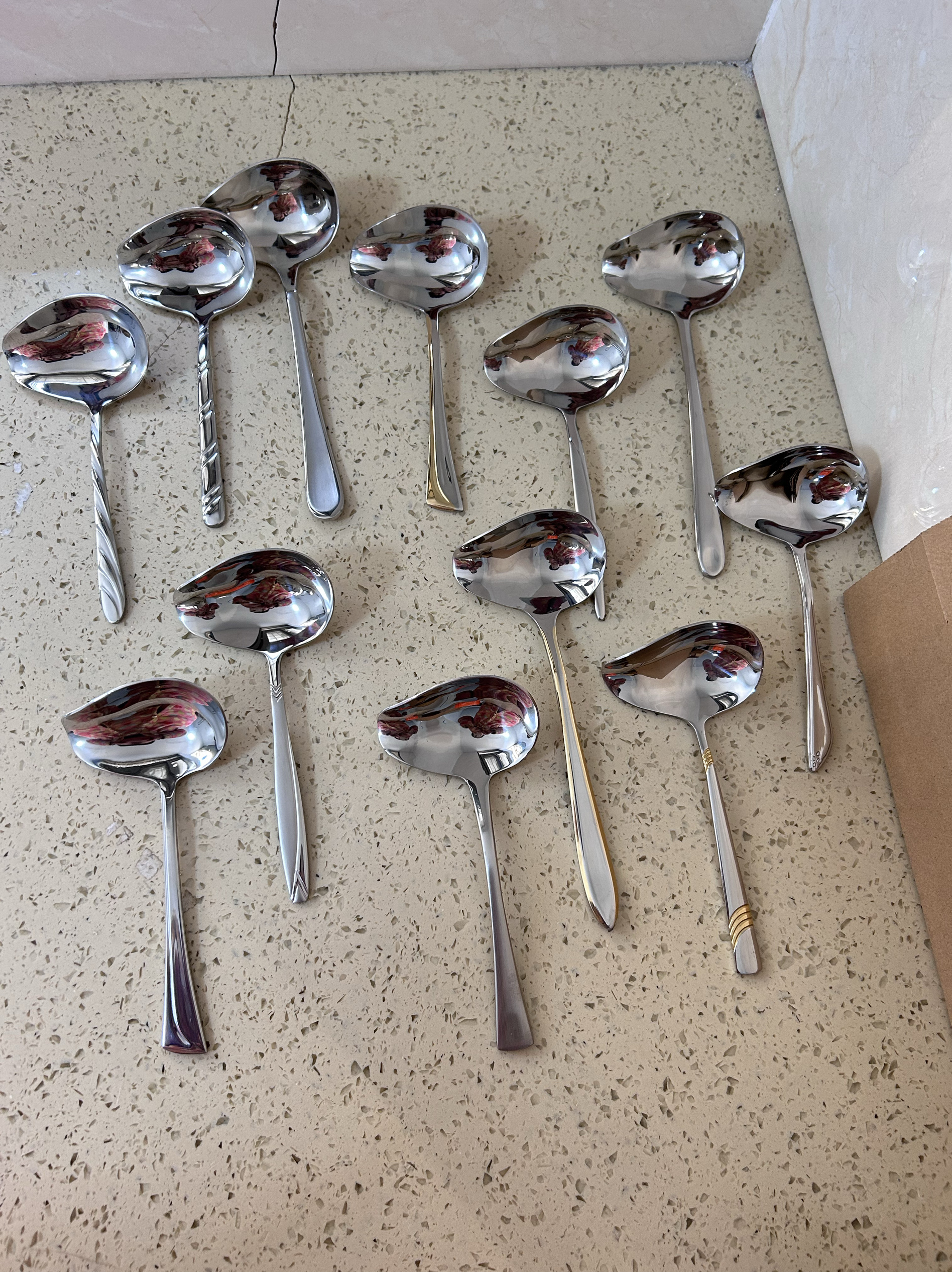 好质量厚实物更好看锤纹304不锈钢油壳小汤壳公用撇油勺汤勺粥勺