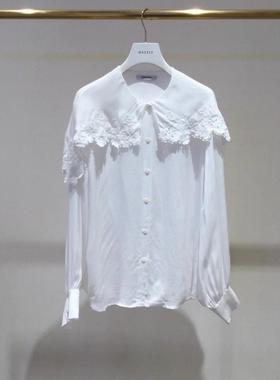 2H1C415折DAZZLED素国内正品代购2023春白色真丝衬衫吊牌2199