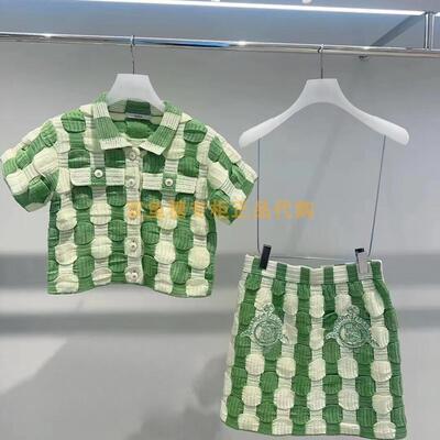 2H3E708折DAZZLED素国内正品代购2023秋绿色针织半裙吊牌1599
