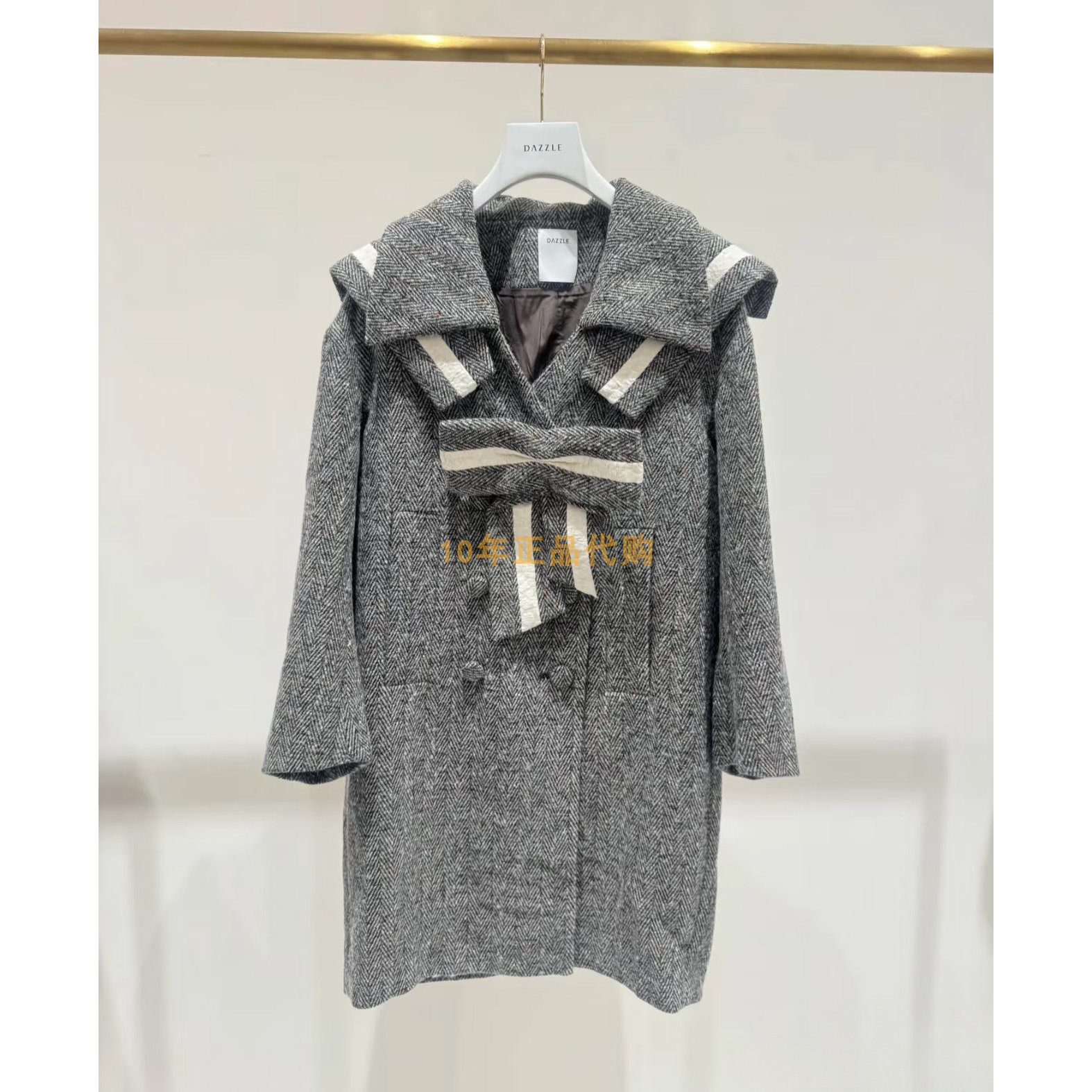 2I4G310折DAZZLE地素国内正品代购2024冬中灰色长大衣吊牌3899