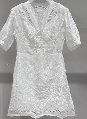 2H2O409折DAZZLED素国内正品代购2023夏白色蕾丝连衣裙吊牌2899