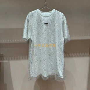3I2O350折dzzitD素国内代购2024夏白色珠片连衣裙吊牌1590