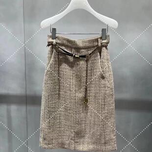 2H4S303折DAZZLE地素国内正品代购2023冬土黄色腰链中裙吊牌1999