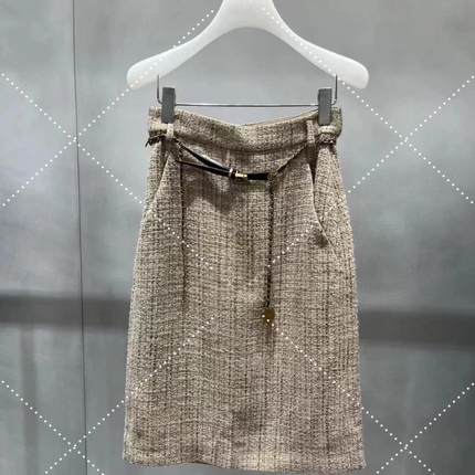 2H4S303折DAZZLE地素国内正品代购2023冬土黄色腰链中裙吊牌1999