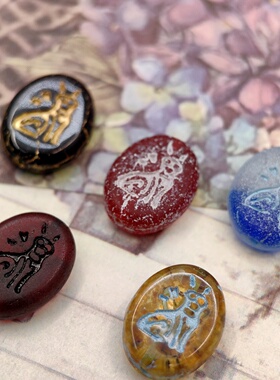 进口捷克珠16x13mm法老猫猫牌琉璃珠手工串珠饰品DIY项链材料