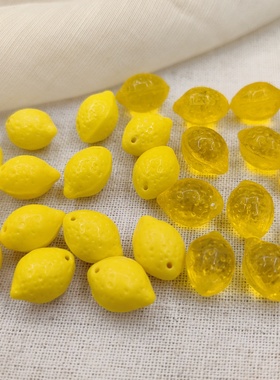 进口捷克柠檬10x14mm黄色柠檬百搭玻璃珠手作diy饰品串珠手链材料