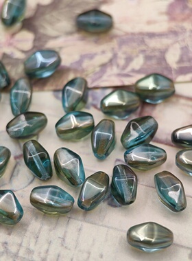 2颗装 进口捷克珠8x4mm蓝色菱形琉璃珠手工串珠饰品DIY项链材料