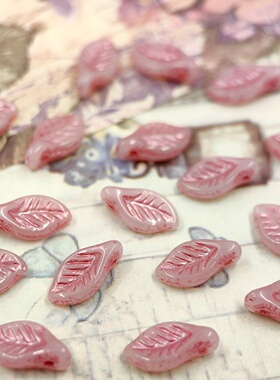 进口捷克珠12x6mm粉月桂叶琉璃珠手工串珠手链项链耳环材料配件