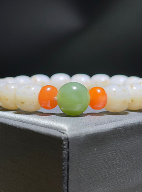 天然青海料桂花糕手串女南红女款