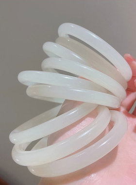 外蒙料和田玉青白玉手镯女款天然玉石和田玉镯子女细条美人叮当镯