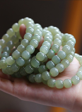 青海料和田青白玉手链女蜜蜡饰品