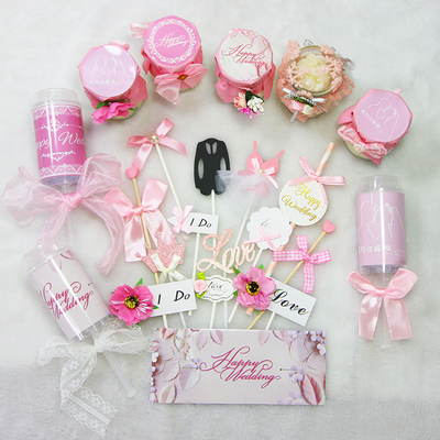 粉色婚礼甜品台布置派对蛋糕