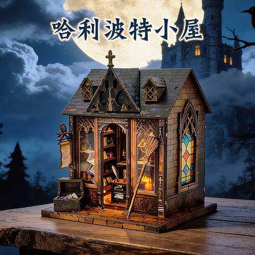 跨境亚马逊热销哈利波特DIY小屋3D立体拼装建筑微缩模型礼物