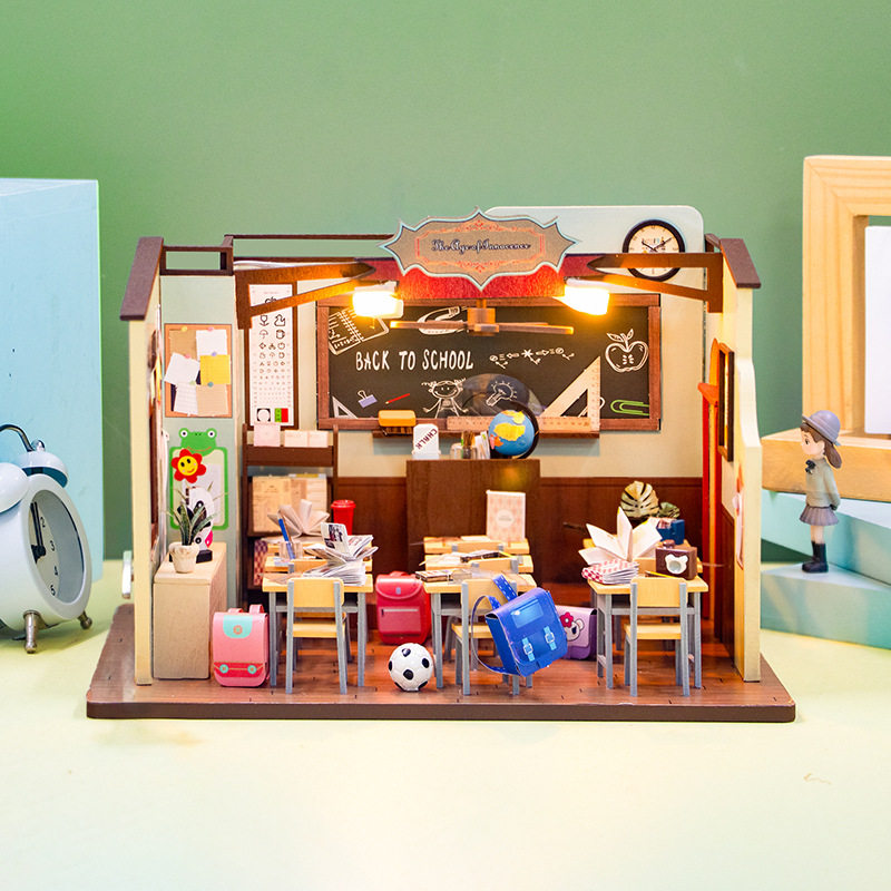 弘达diy小屋纯真年代3d立体拼装建筑教室模型开学季毕业季送礼物