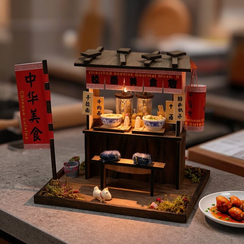 创意中式日式diy小屋 木质手工拼装街景剧场DIY摆件复古食玩模型