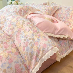 纯棉全棉A类双层纱韩版清新棉四件套