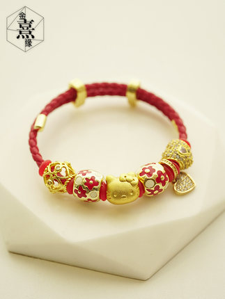 2025新年红绳hellokitty手链猫头蝴蝶结转运珠皮绳手串礼物情人节