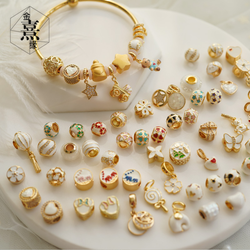 白色串珠diy散珠搭配周家3d硬金