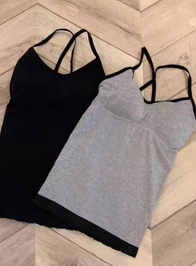 39两件网红美背吊带带胸垫无缝塑身显瘦洋气抖音同款交叉露背背