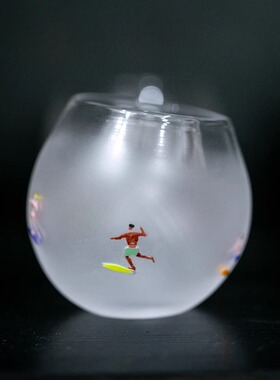 【月器】日本作家小林利华 果汁酒杯童趣手绘饮料玻璃杯冷饮杯子