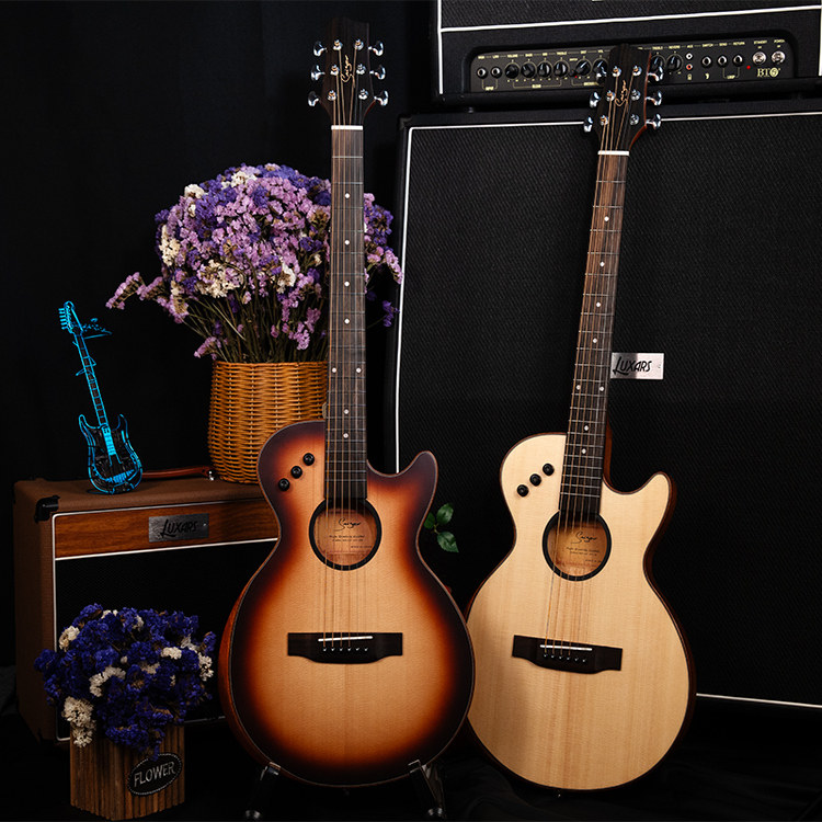 SMIGER斯麦LE-A1电箱民谣吉他40寸超薄桶缺角吉他acoustic guitar