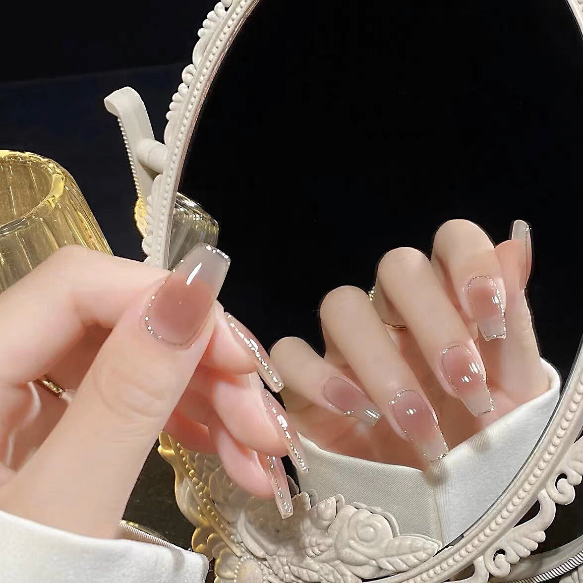 手工定制小红书网红款秋冬焦糖栗子穿戴甲腮红晕染美甲贴片可拆卸