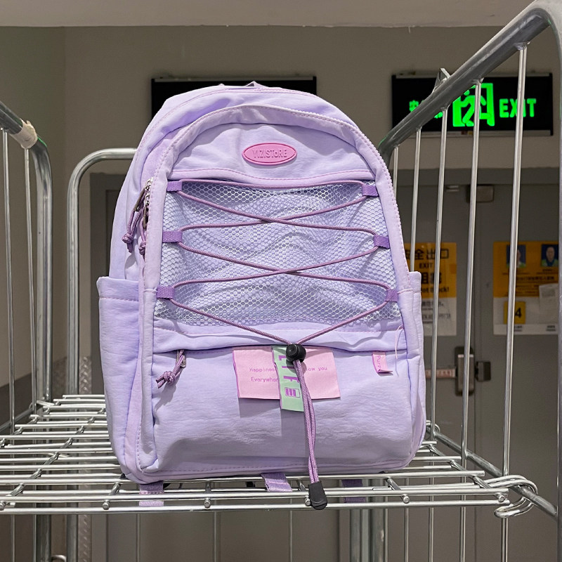 yizistore原创新网布尼龙双肩包女多隔层学生书包休闲小电脑背包