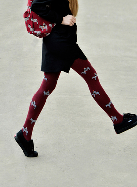 YIZISTORE印花外穿棉裤袜女秋冬厚款针织打底裤休闲百搭美腿丝袜