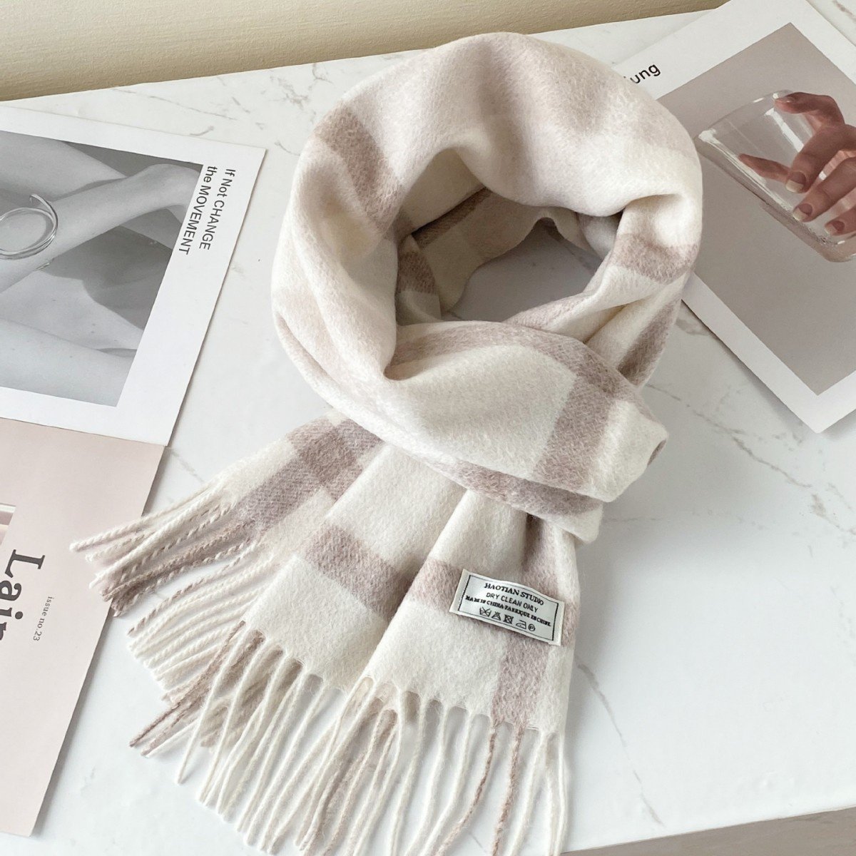 甬制100wool新款纯羊毛格子围巾女冬季学生百搭男保暖情侣围脖感