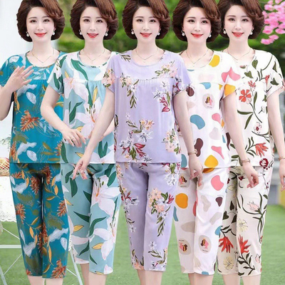 人造棉棉绸套装中老年人