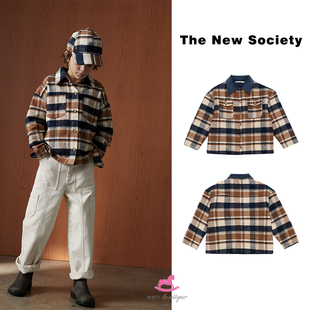 New Society 式 55现货 23秋冬 店 雯 The 儿童格纹衬衫 夹棉夹克