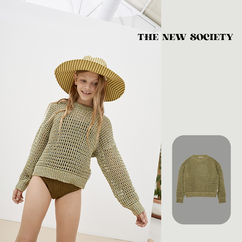 33雯的店 现货 The New Society 23春夏儿童绿色镂空针织套头毛衣 童装/婴儿装/亲子装 毛衣/针织衫 原图主图