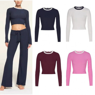 T恤短款 型简约风男女通用莫代尔螺纹长袖 上衣打底 修身 STAY薄款