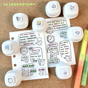 贰叁实验室 原创设计可爱鼠鼠奶油章光敏印章手账打卡素材