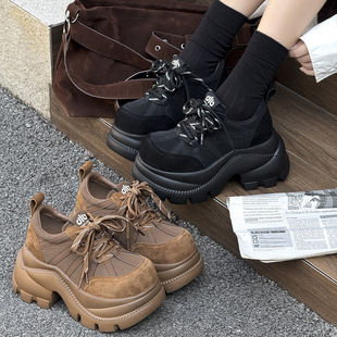 显腿长松糕鞋 显高小个子潮单鞋 9cm女欧货2025秋冬新款 增高大头鞋