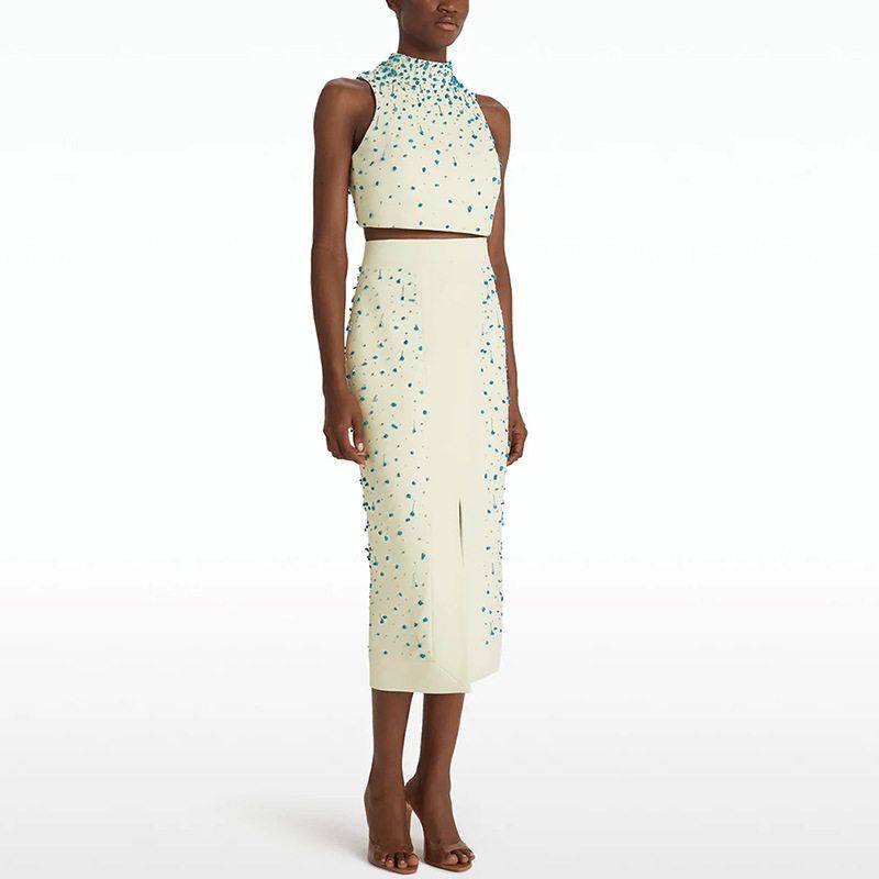 品质2025欧美明星时尚新款重工钉珠背心上衣开叉半裙套装 两件套,女装/女士精品,时尚套装,淘宝优惠券,粉丝福利购,淘宝优惠卷