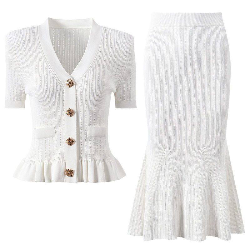 高版本女装春秋新款女式百搭短袖针织上衣开衫外套+鱼尾半裙套装,女装/女士精品,时尚套装,淘宝优惠券,粉丝福利购,淘宝优惠卷