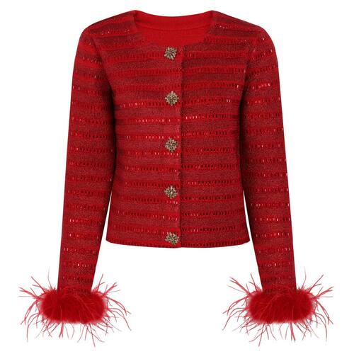 欧美风重工烫钻短款开衫外套女