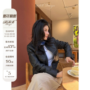 显瘦酷飒机车皮衣羽绒外套 100%头层荔枝纹羊皮修身 RRB Design